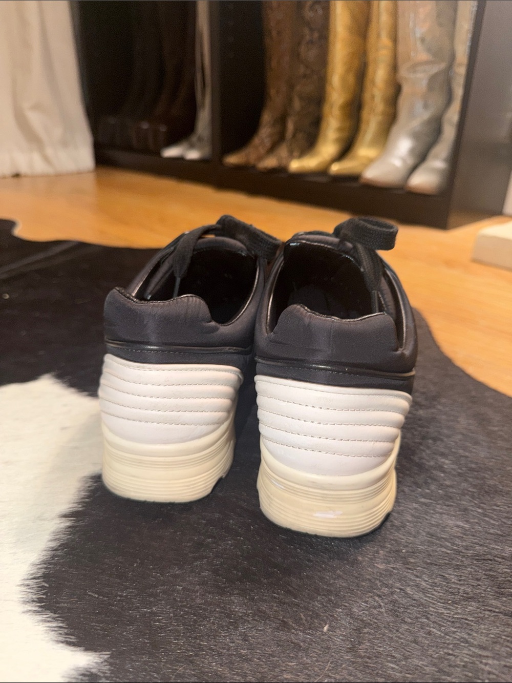 CHANEL 2017 Interlocking CC Logo Athletic Black Nylon with Leather Trim Sneakers - Picture 7 of 11
